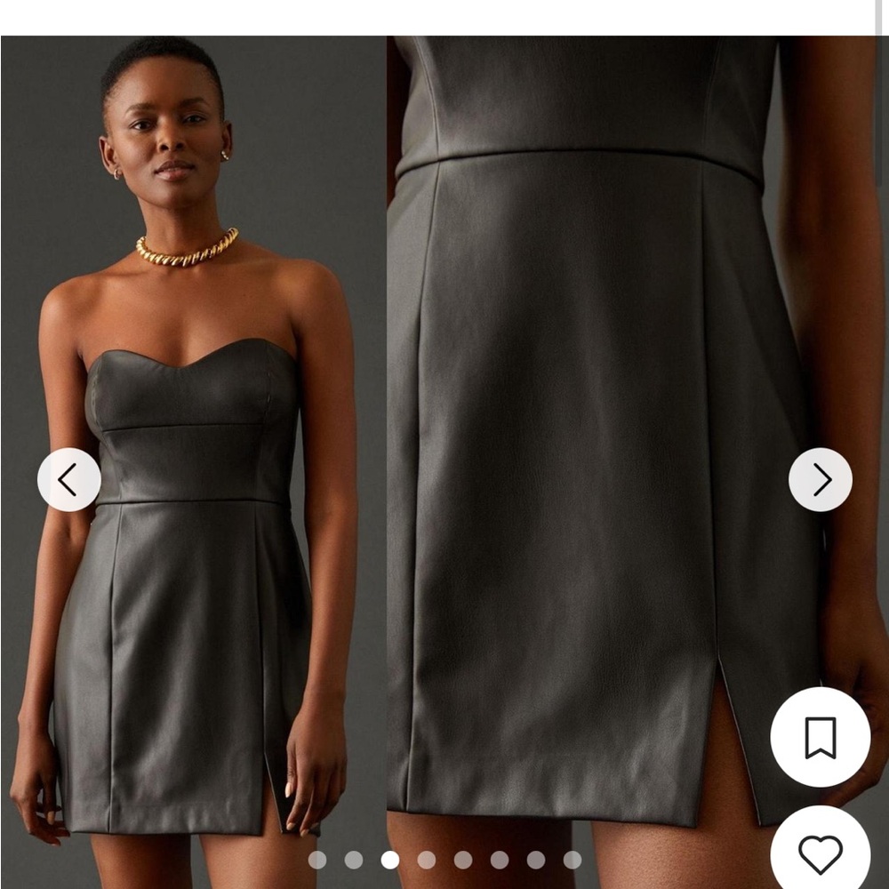 Hutch by Anthropologie 14P NWT Black Strapless Corset Faux Leather Mini Dress